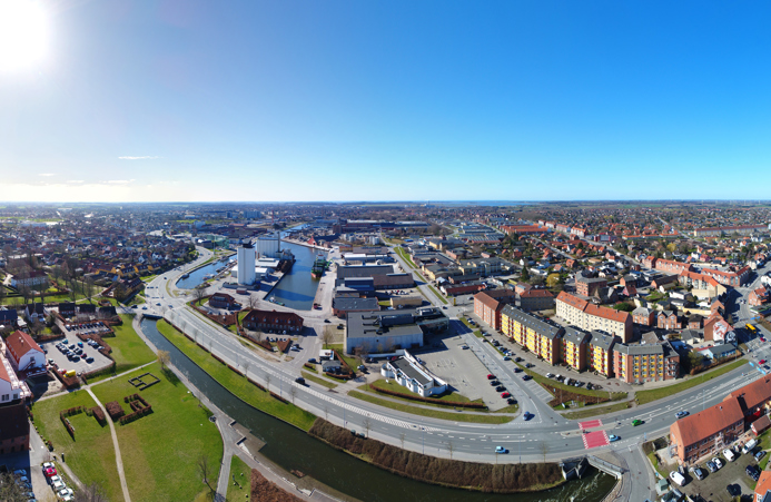 Panoramabillede over Næstved by